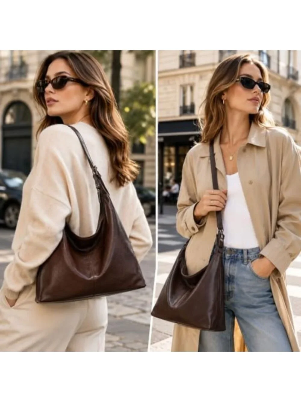Stylish Large Vegan Leather Hobo Bag - Slouchy Shoulder Purse for Work & Daily